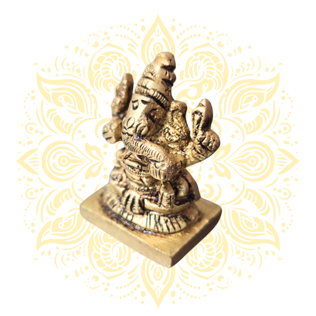 Ganesh 2" Brass Murti with Om Design