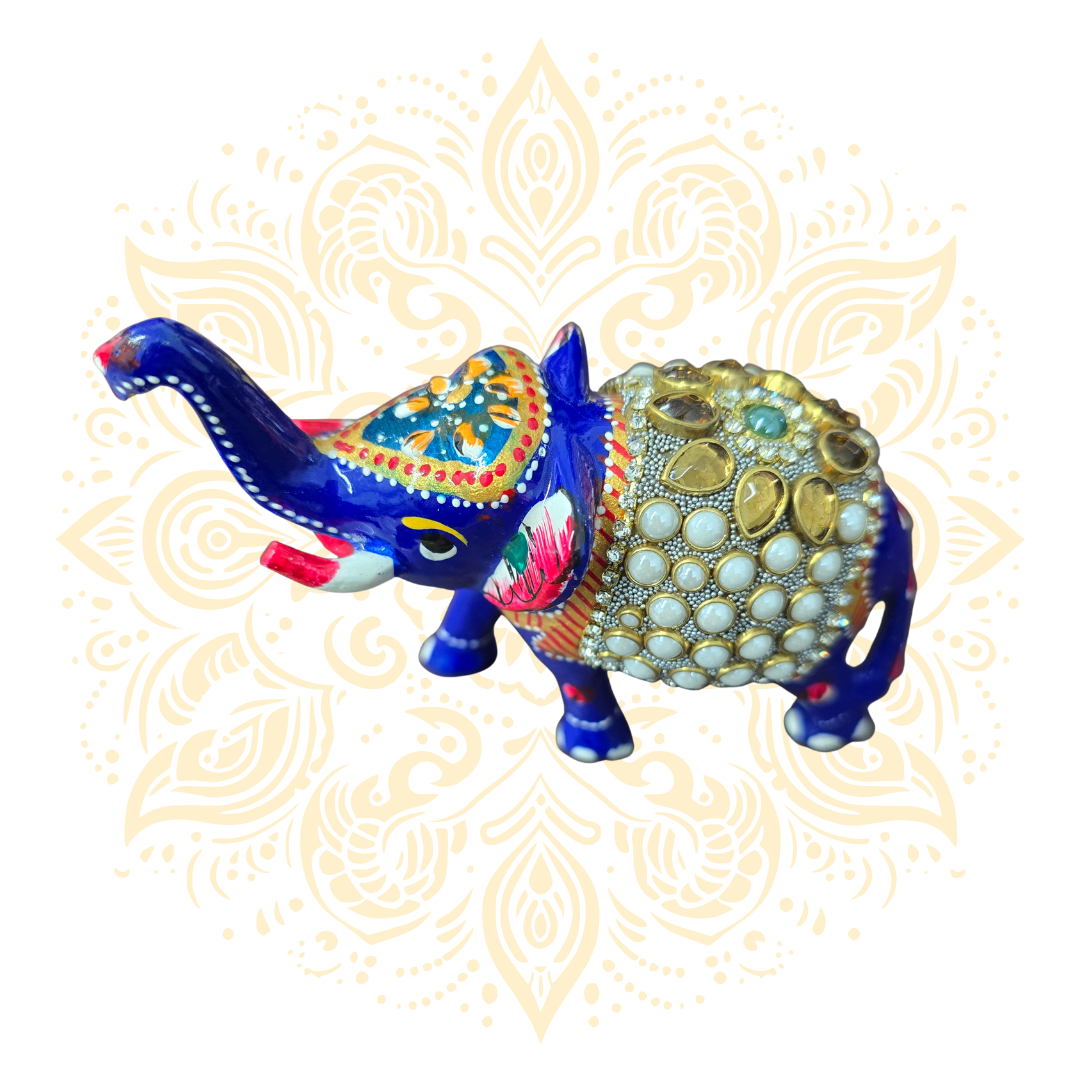 Meena Metal Elephant w/ Gems - Matchless Gifts