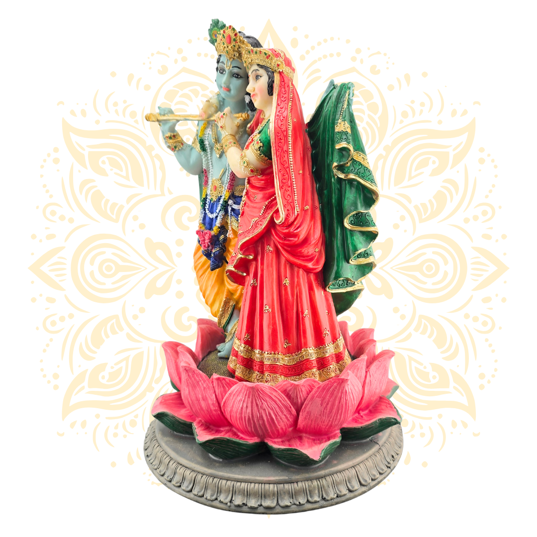 Polyresin Radha Krishna on Lotus 10" - Matchless Gifts