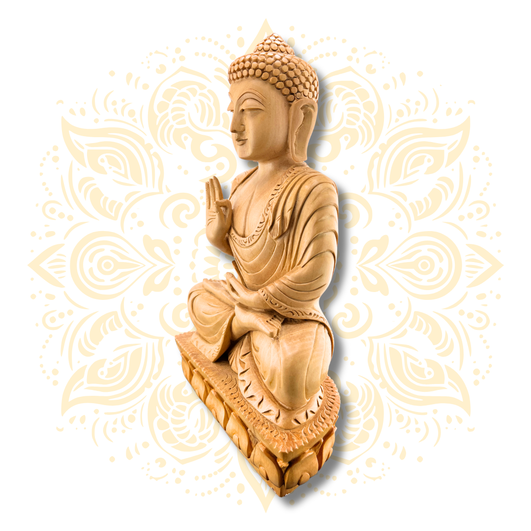 Hand Carved Wooden Buddha Statue – 10”