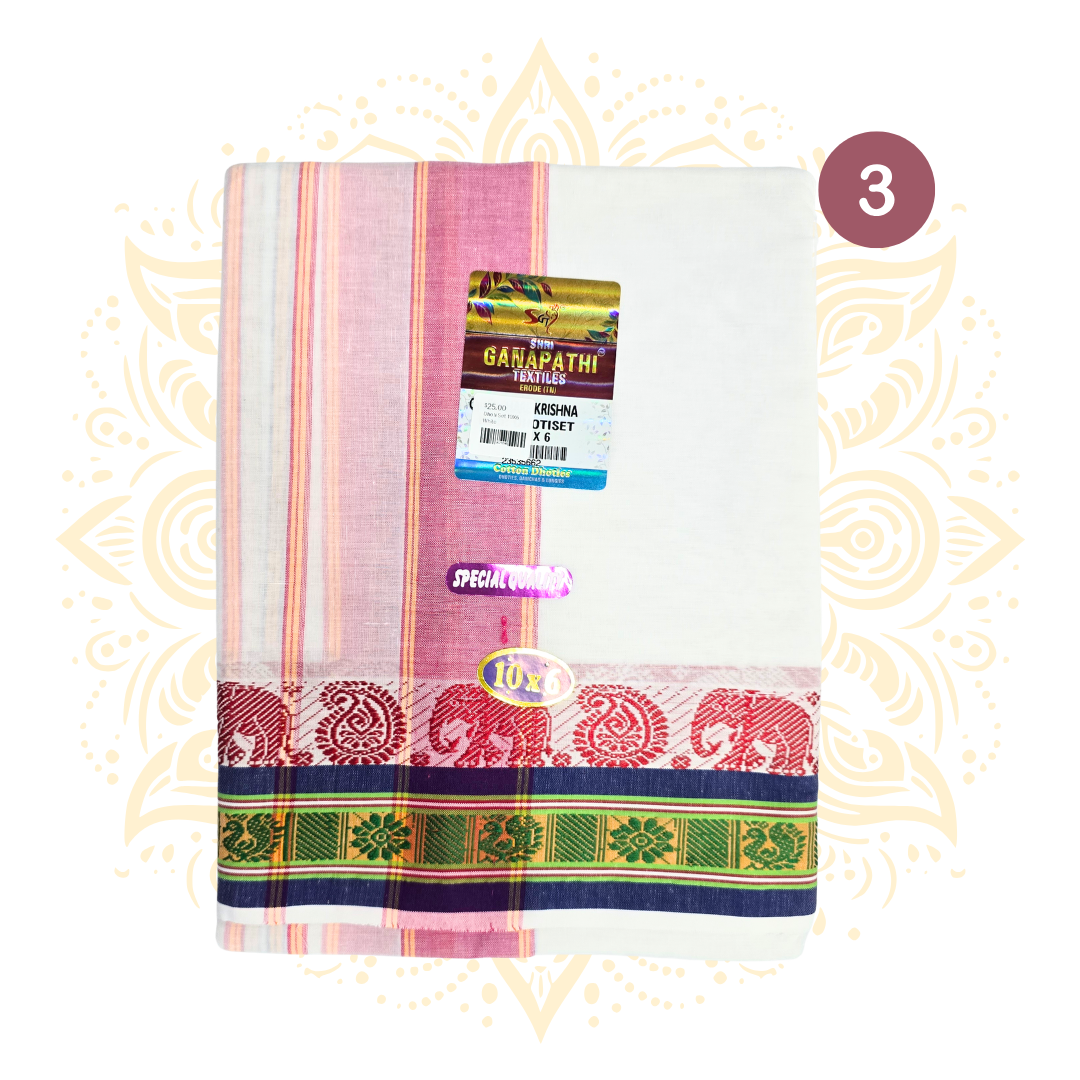 SGT 100% Cotton Traditional Dhoti Set 10 x 6