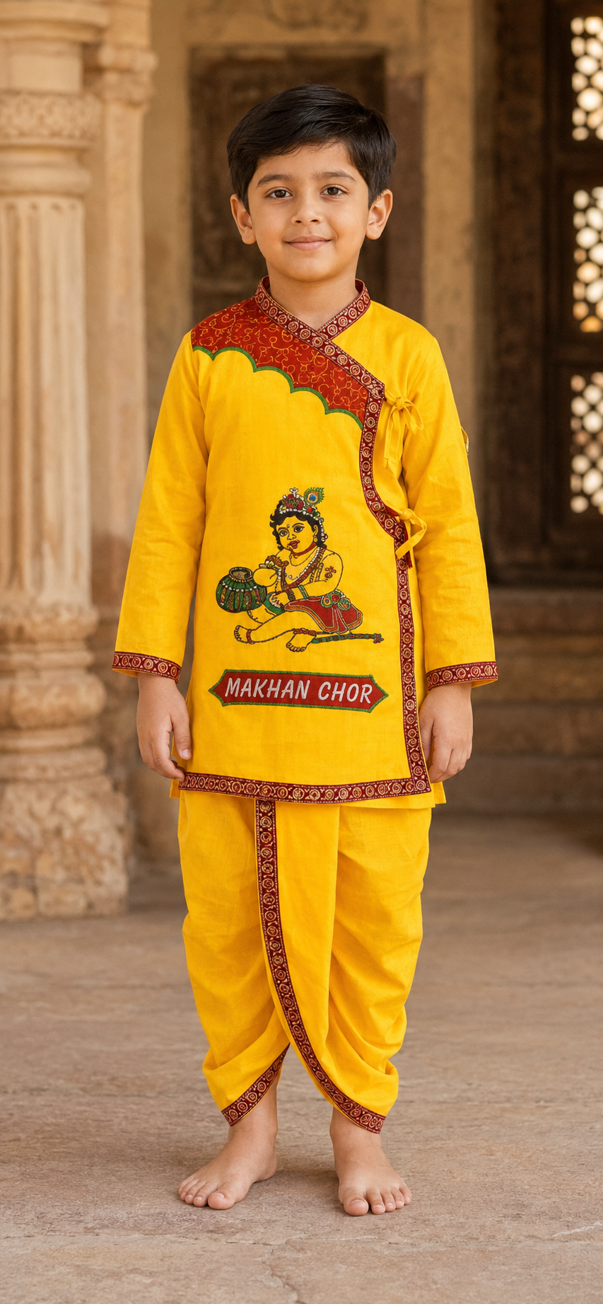 Kids Krishna Kurta Dhoti Set, 100% Cotton