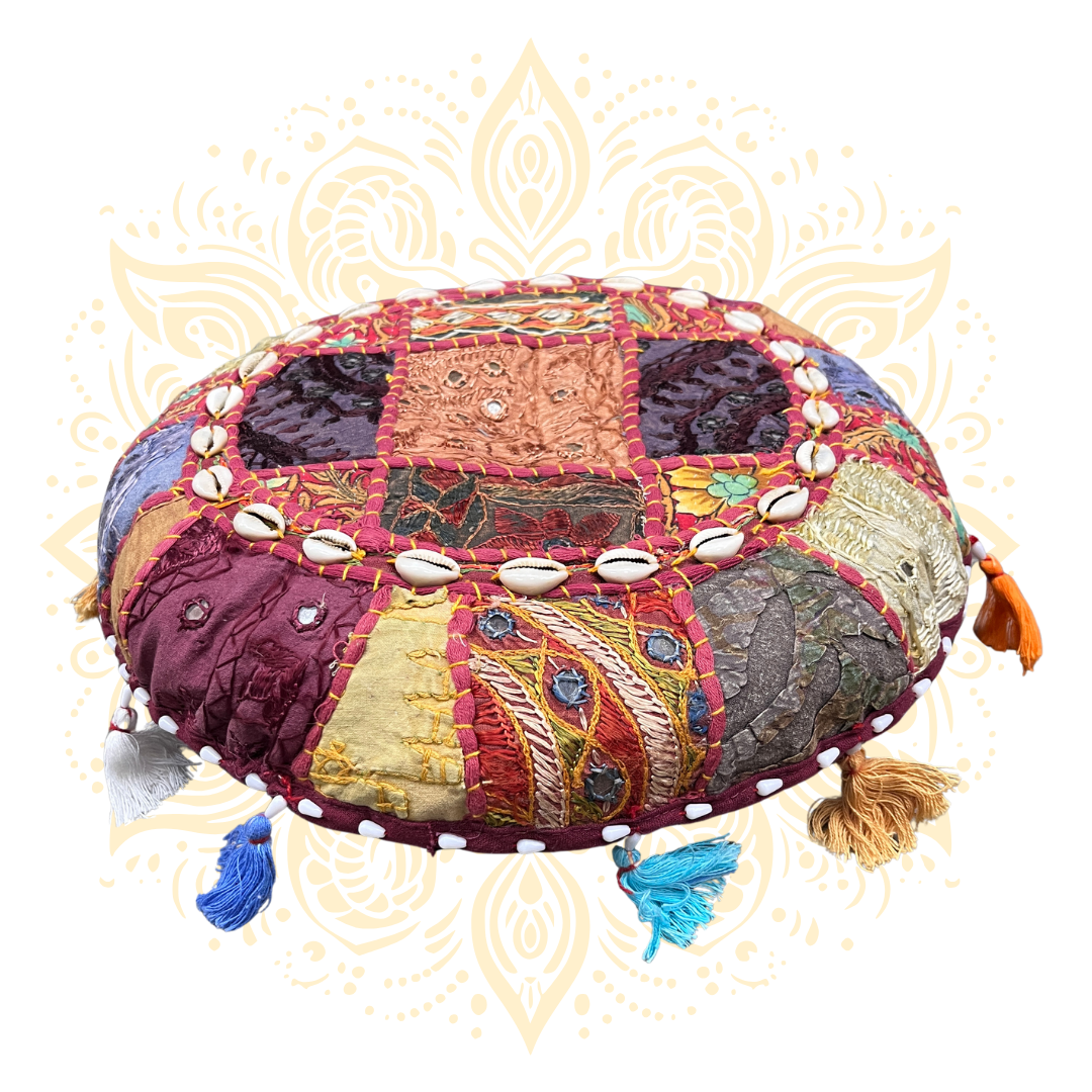 Meditiation Cushion w/ Cowrie Shell Accents