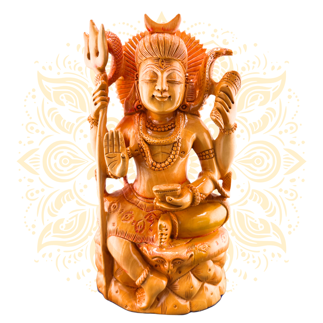 Hand Carved Wooden Lord Shiva - Matchless Gifts