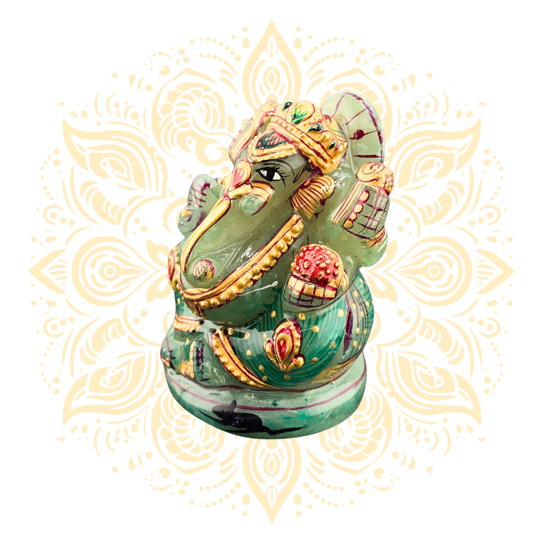 Hand-Carved Green Aventurine Ganesh - Matchless Gifts5
