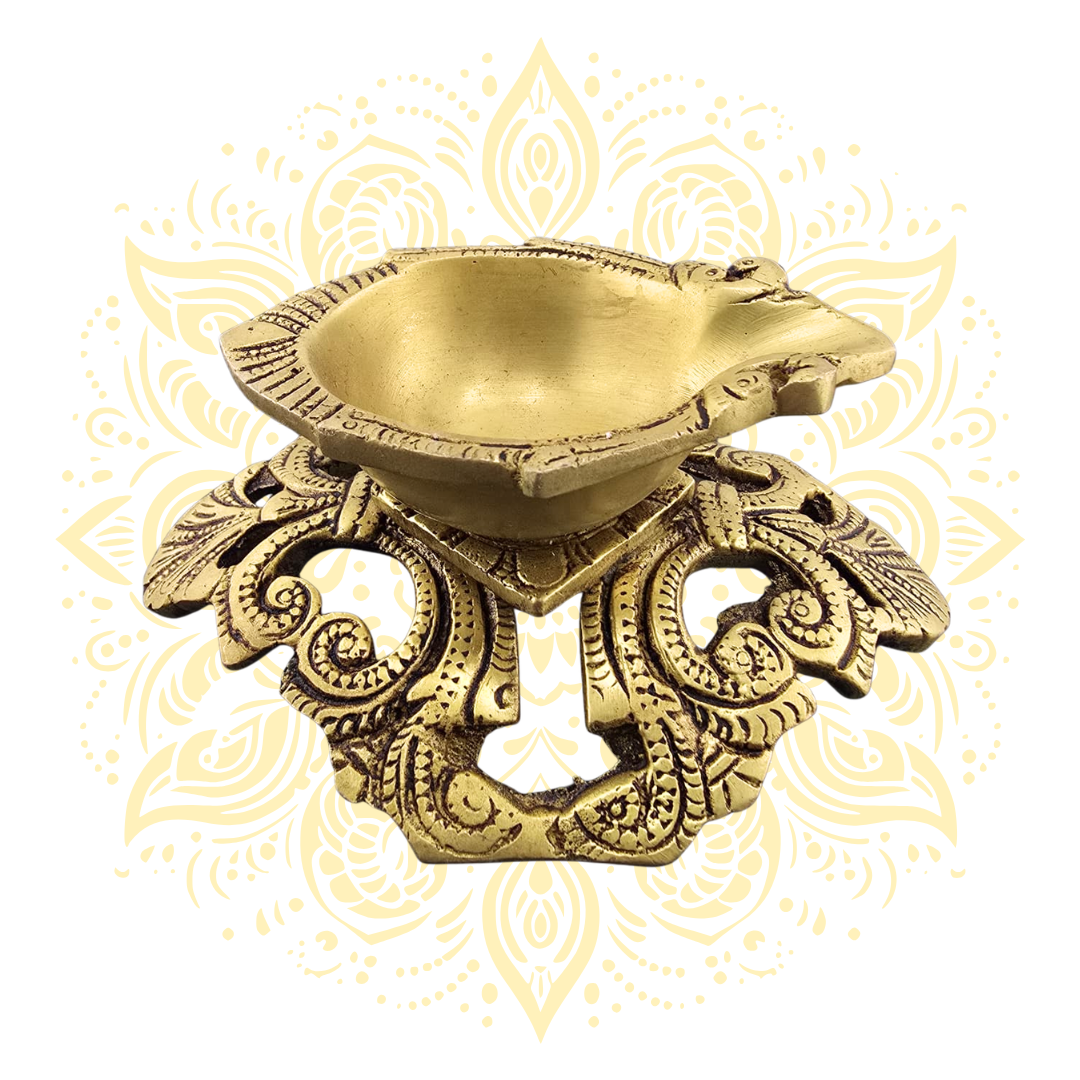 Brass Flower Diya Oil Lamp 5"