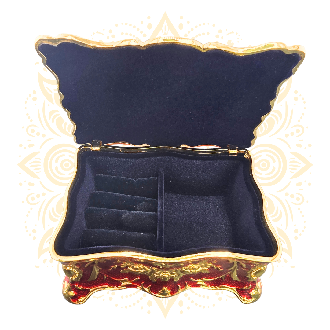 Luxury Red Metal Jewelry Box with Ring Holder