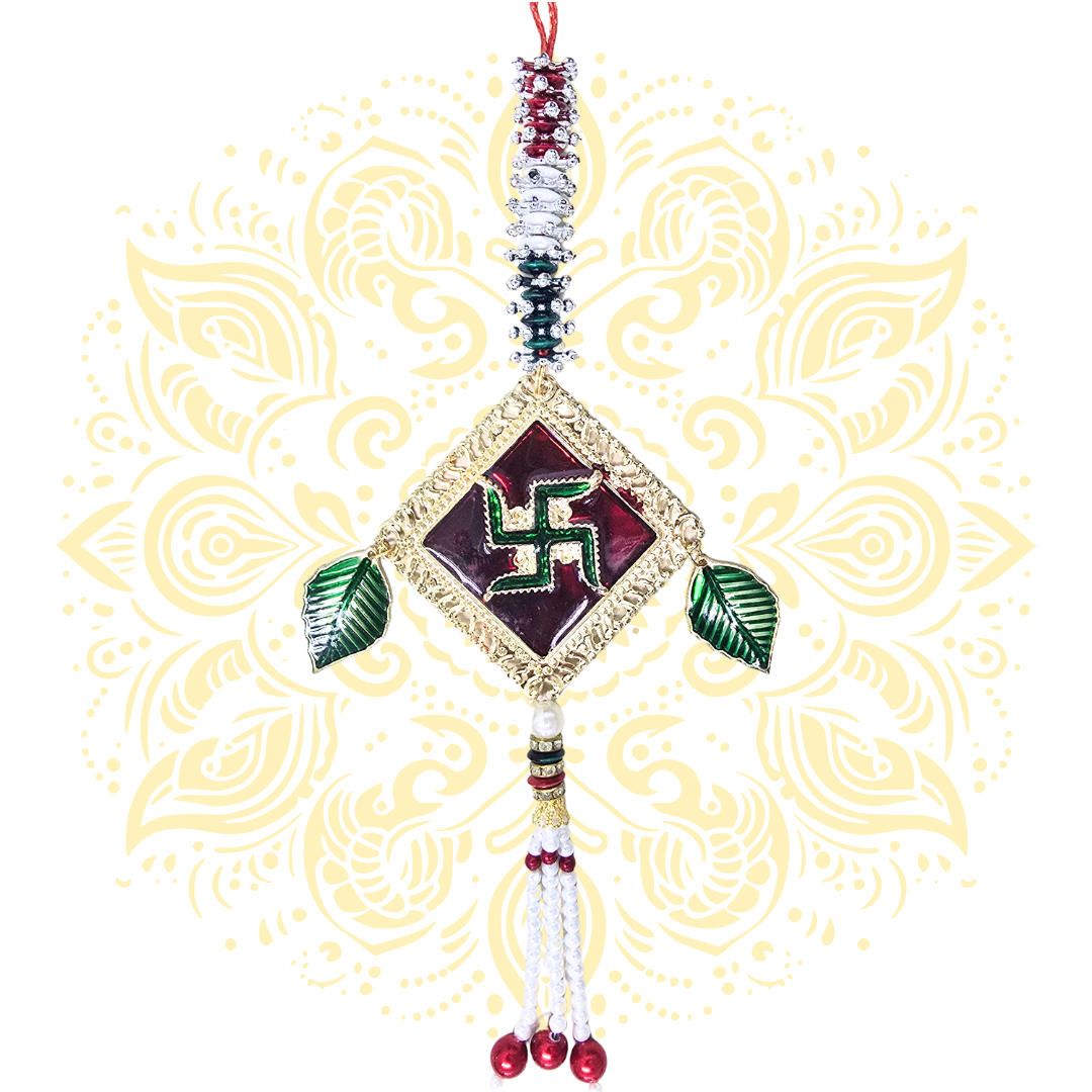 Auspicious Metal Car Hanger, Swastik or Laabh - Matchless Gifts22