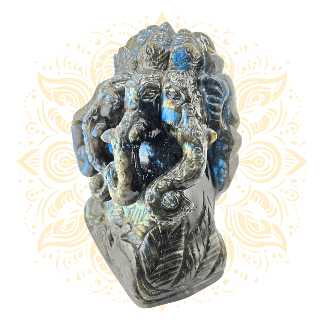 5 - Faced Ganesha Statue in Labradorite Stone - Matchless Gifts