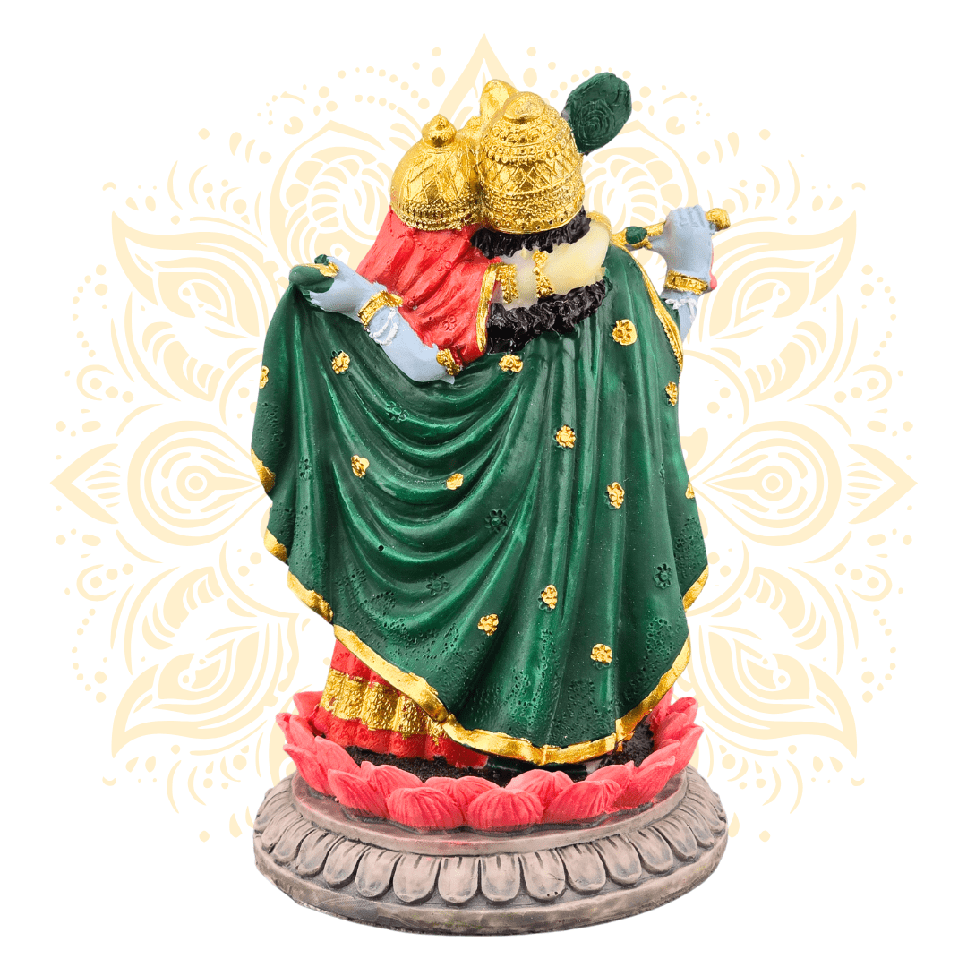 Polyresin Mini Radha Krishna on Lotus Statue 3.5” - Matchless Gifts