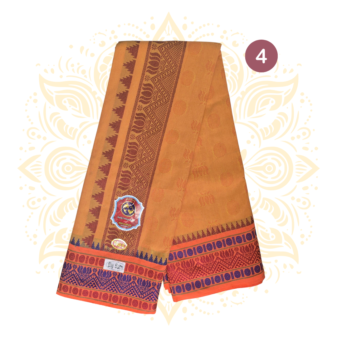 South Indian Colored Cotton Dhoti Set 10 x 6 - Matchless Gifts4