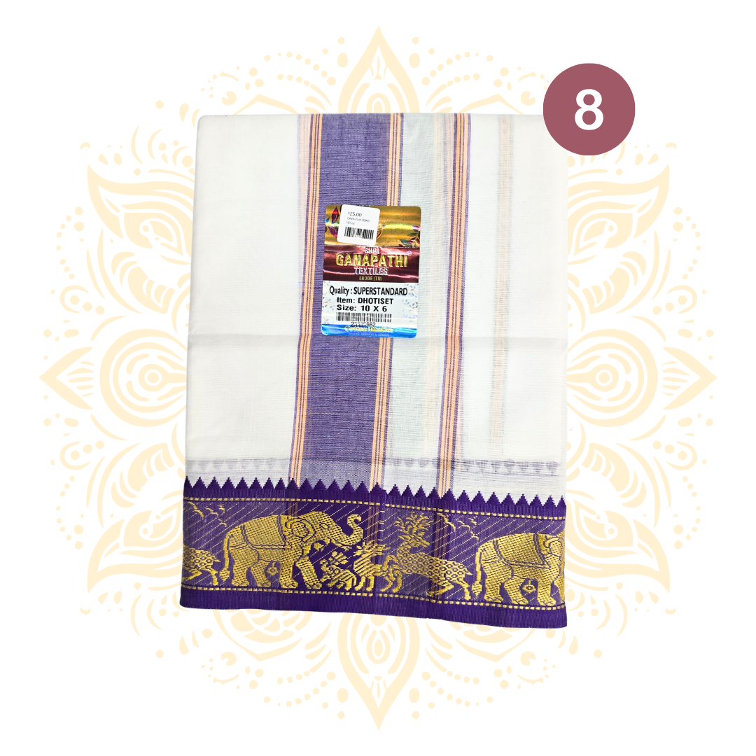 SGT 100% Cotton Traditional Dhoti Set 10 x 6