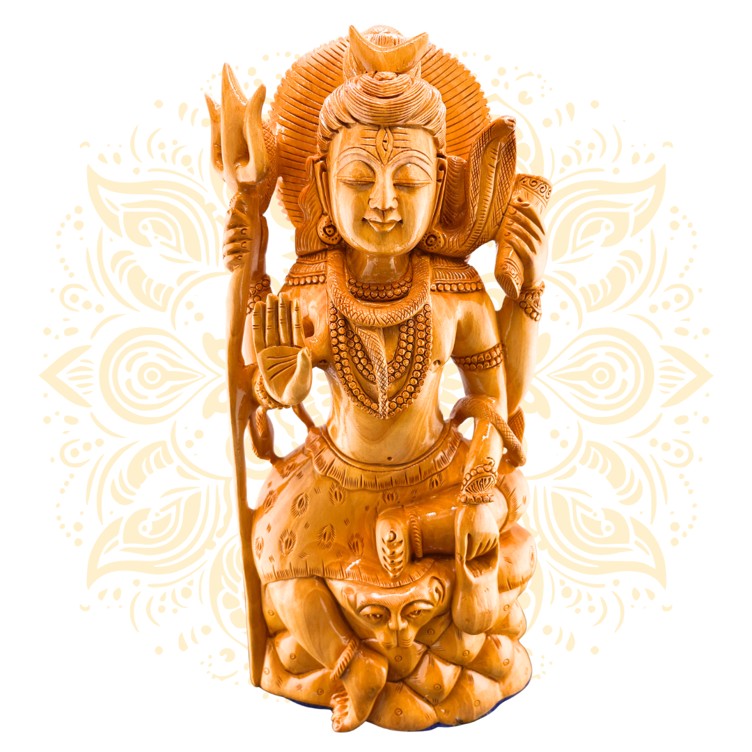 Hand Carved Wooden Lord Shiva - Matchless Gifts