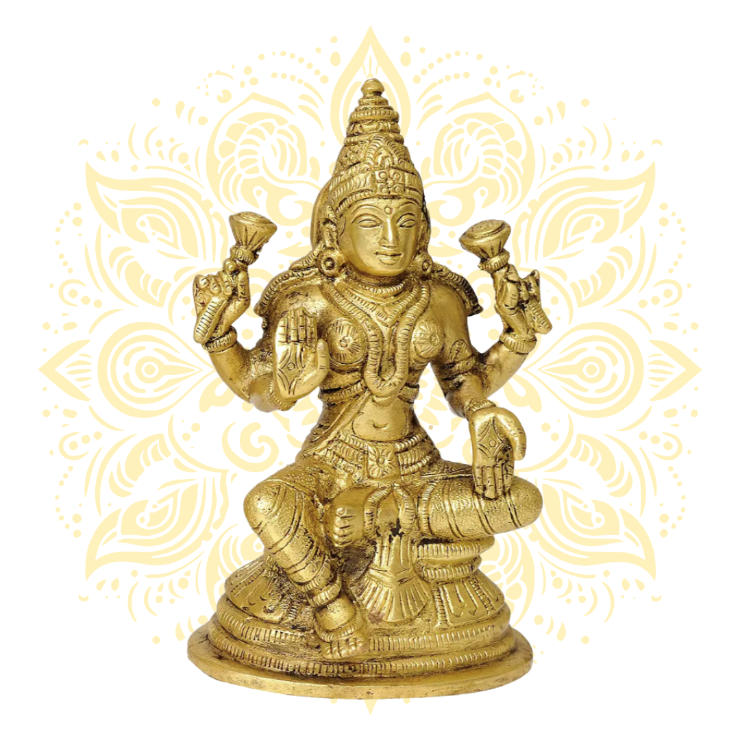 5" The Great Trinity - Saraswati, Ganesha and Lakshmi In Brass