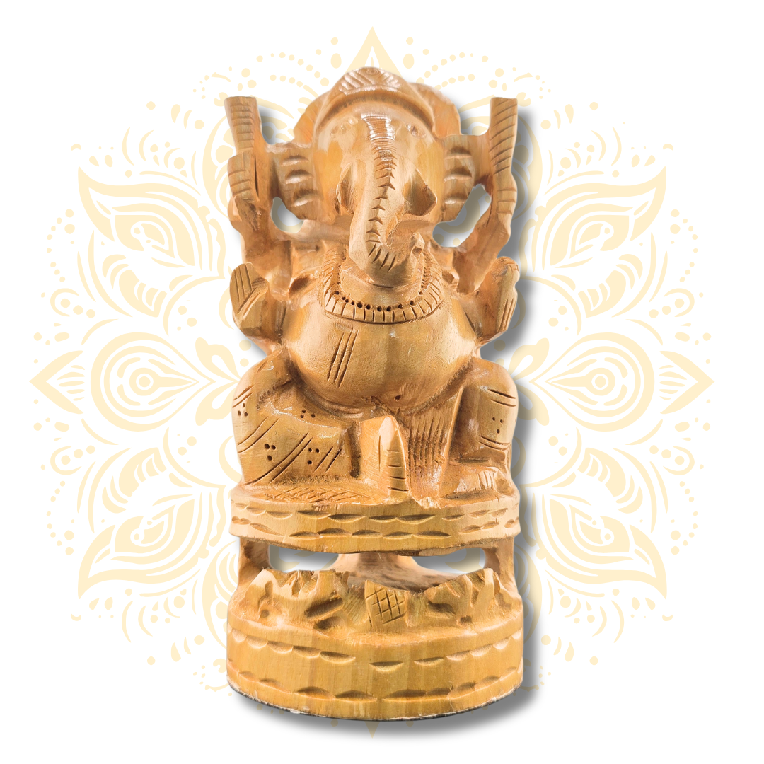 Hand Carved Wooden Ganesha  5”