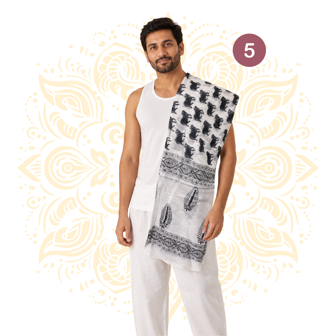 Printed Cotton Chadar w/ Devotional Designs