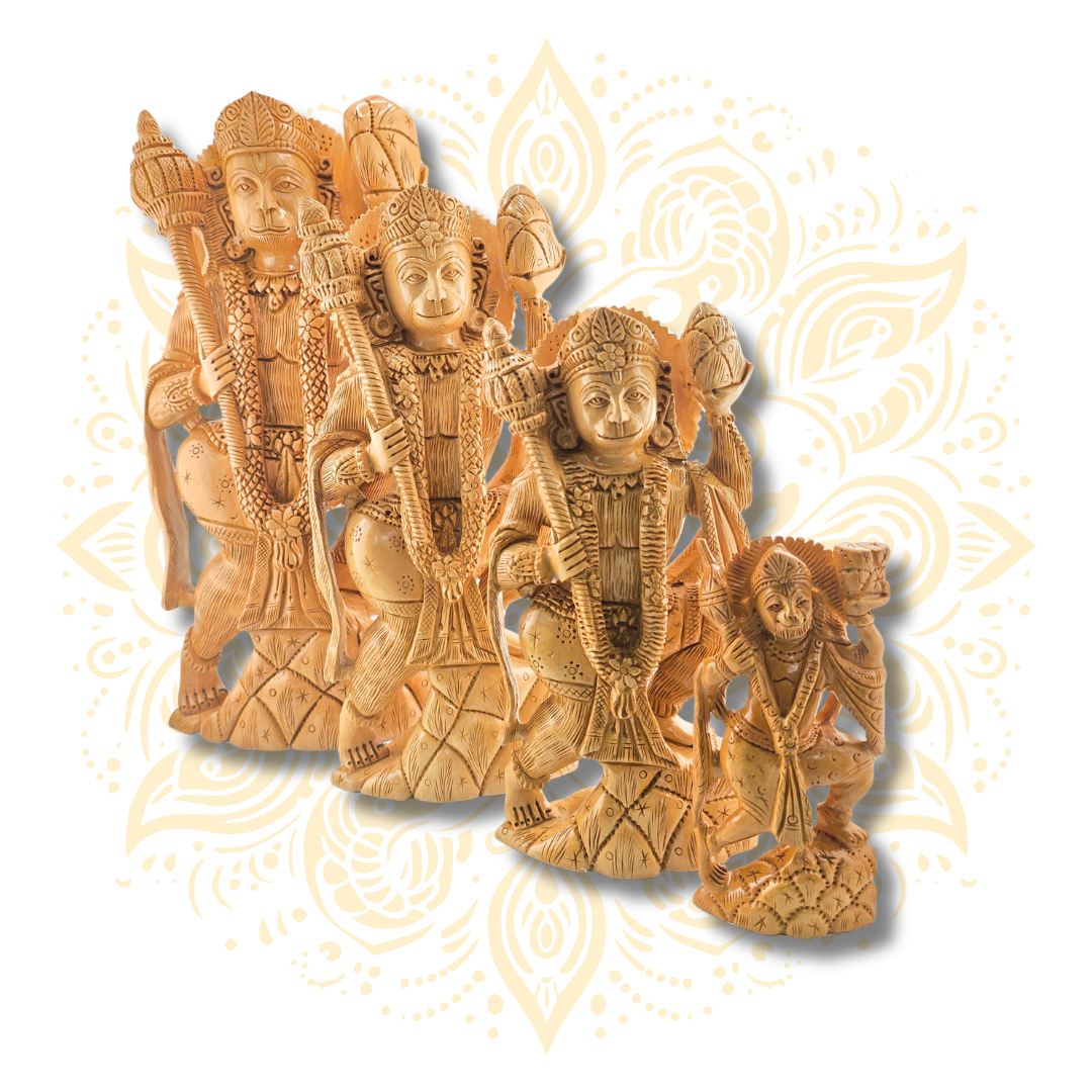 Hand Carved Wooden Standing Hanuman - Matchless Gifts