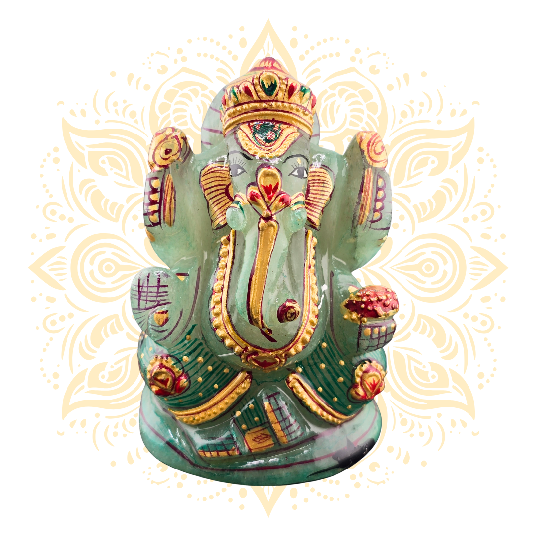 Hand-Carved Green Aventurine Ganesh - Matchless Gifts6