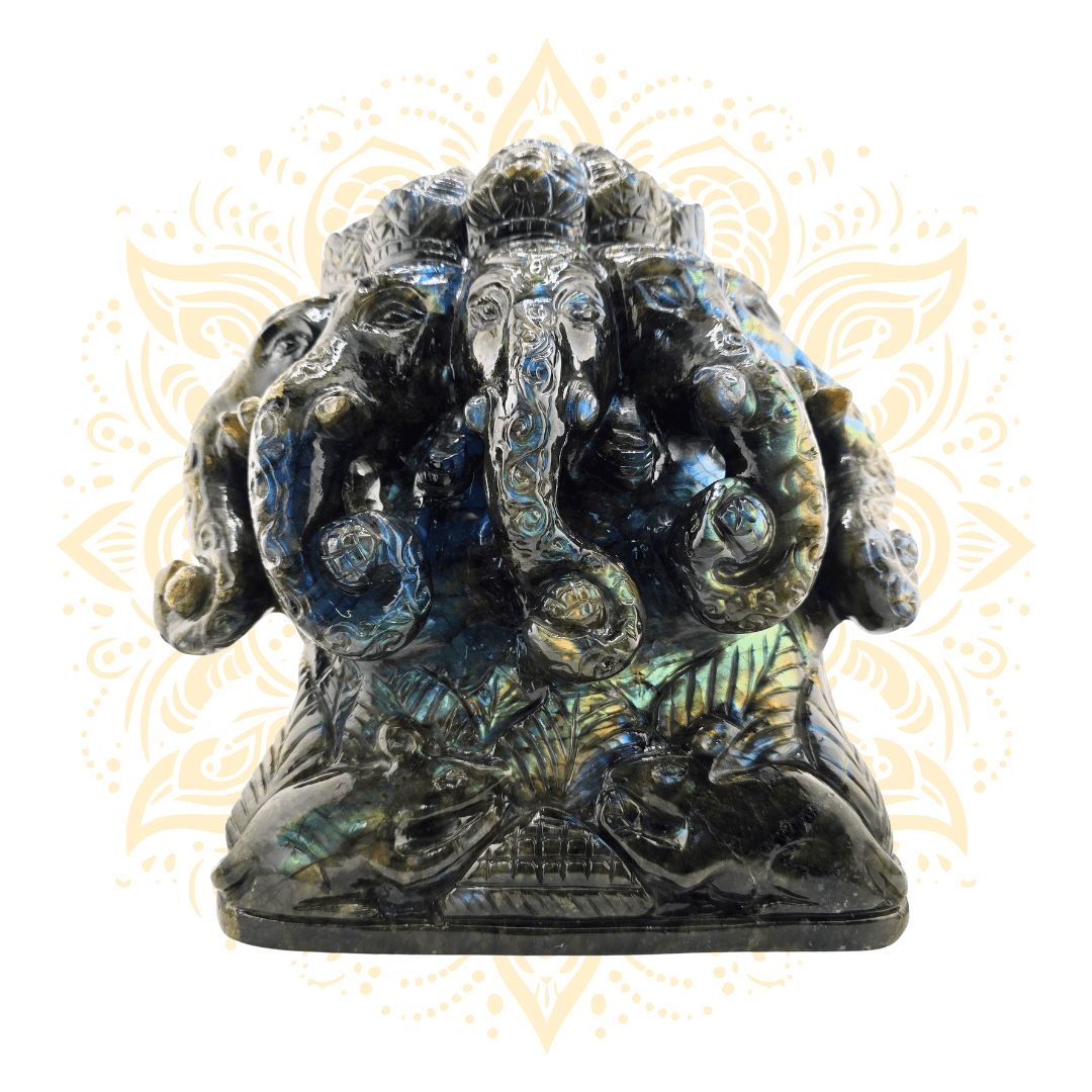 5 - Faced Ganesha Statue in Labradorite Stone - Matchless Gifts