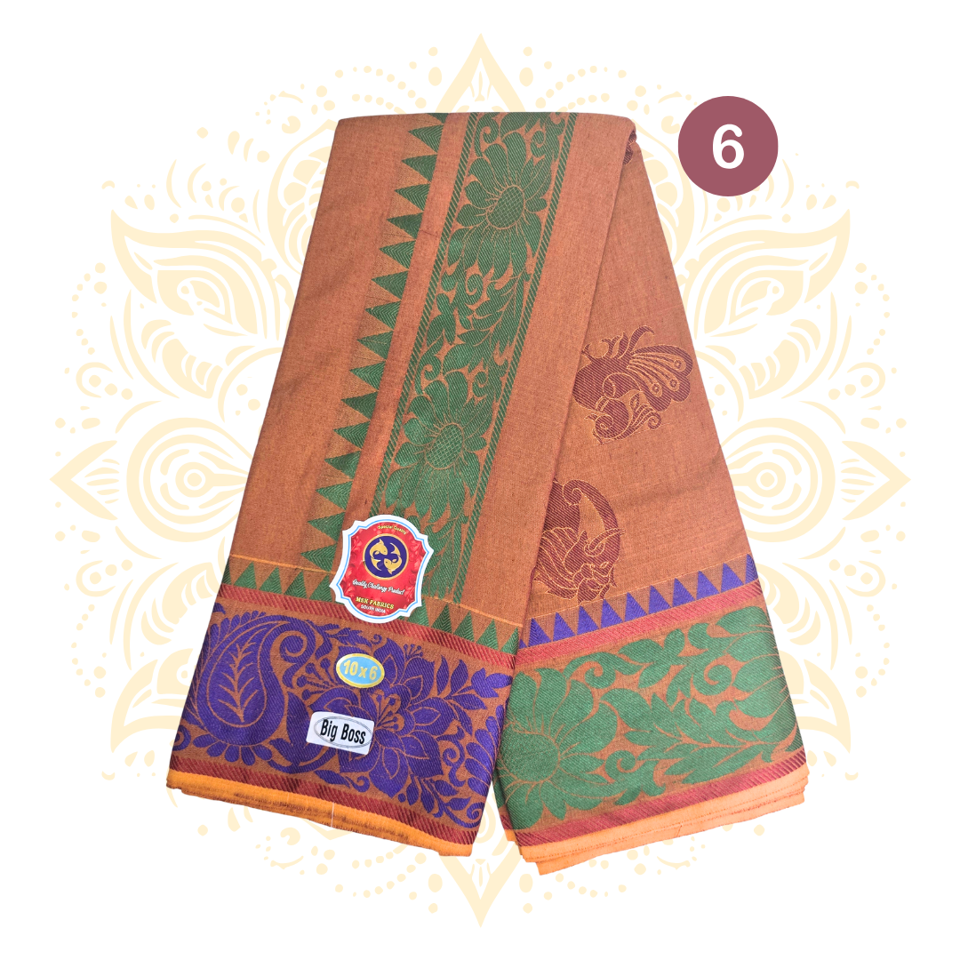 South Indian Colored Cotton Dhoti Set 10 x 6 - Matchless Gifts6