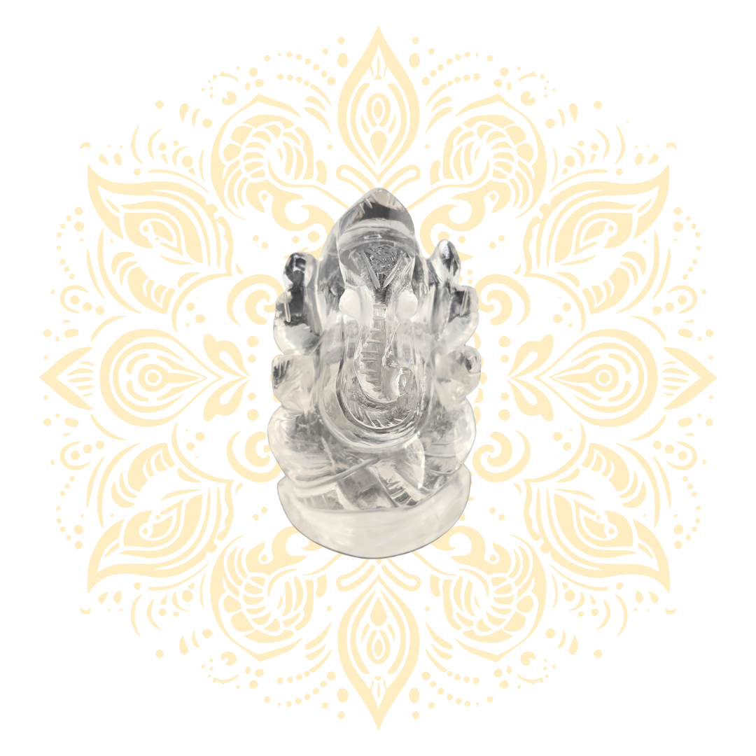 Hand Carved Clear Quartz Ganesh Murti - Matchless Gifts3