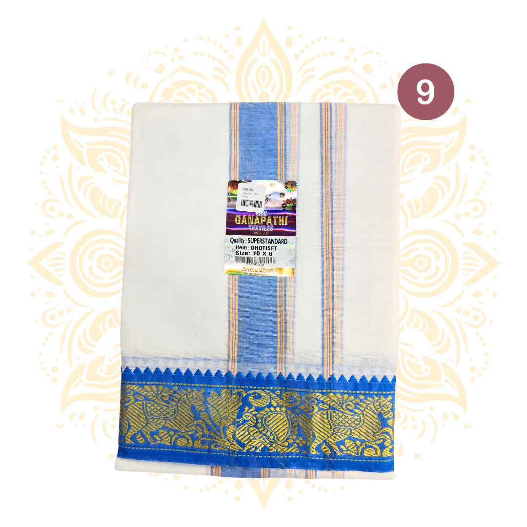 SGT 100% Cotton Traditional Dhoti Set 10 x 6