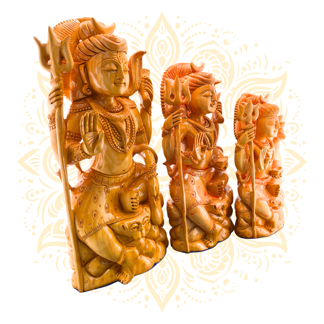 Hand Carved Wooden Lord Shiva - Matchless Gifts