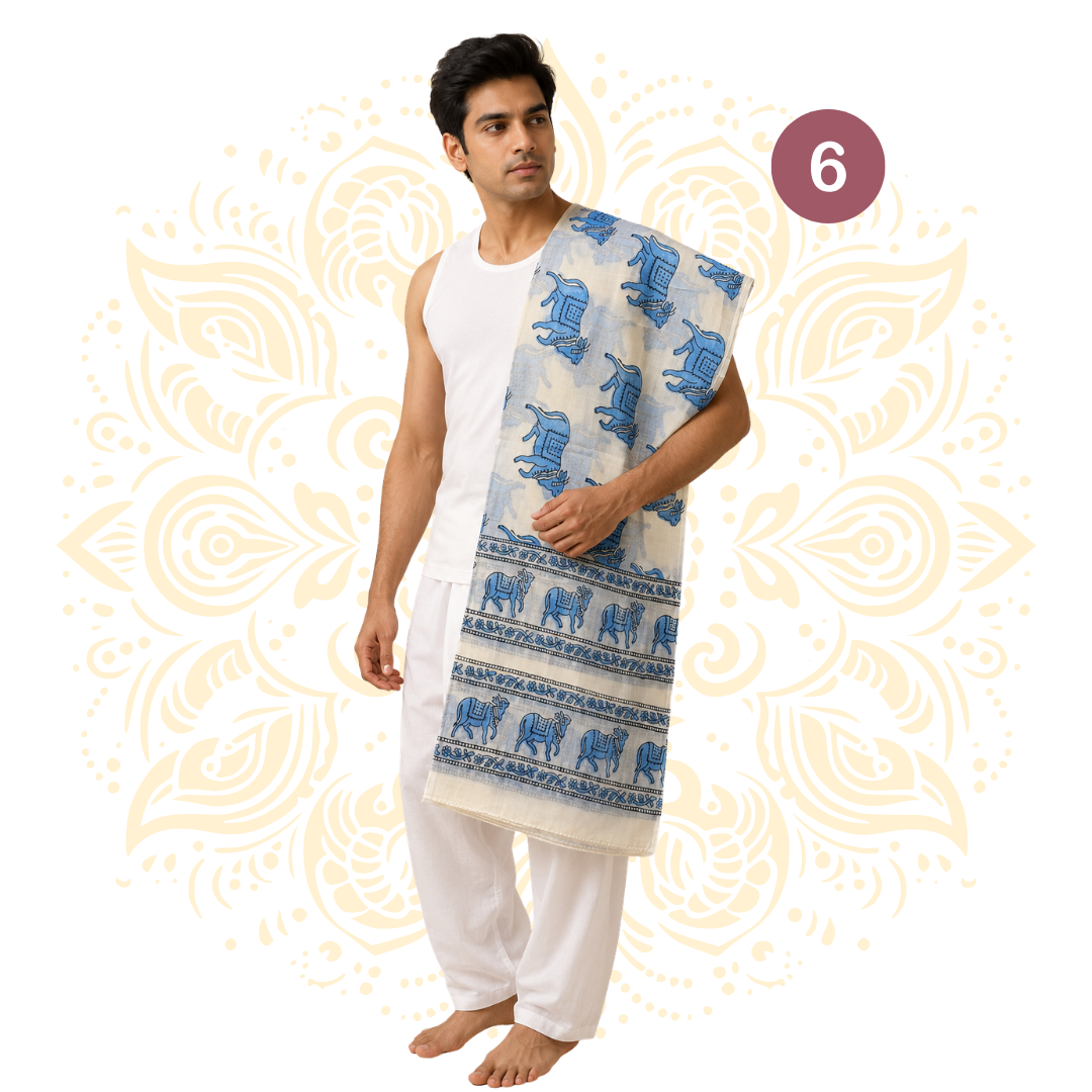 Printed Cotton Chadar w/ Devotional Designs