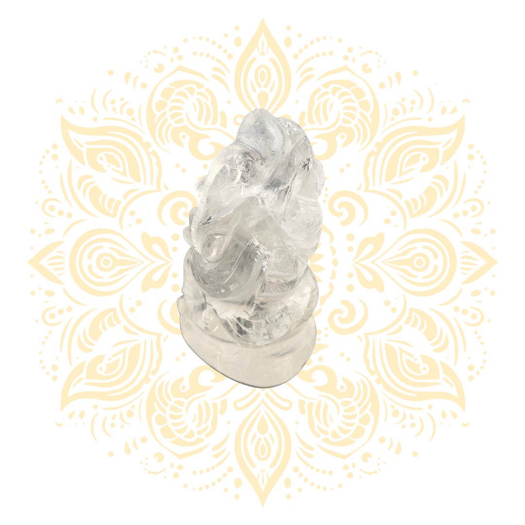 Hand Carved Clear Quartz Ganesh Murti - Matchless Gifts4