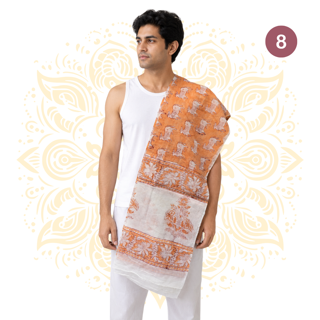 Printed Cotton Chadar w/ Devotional Designs