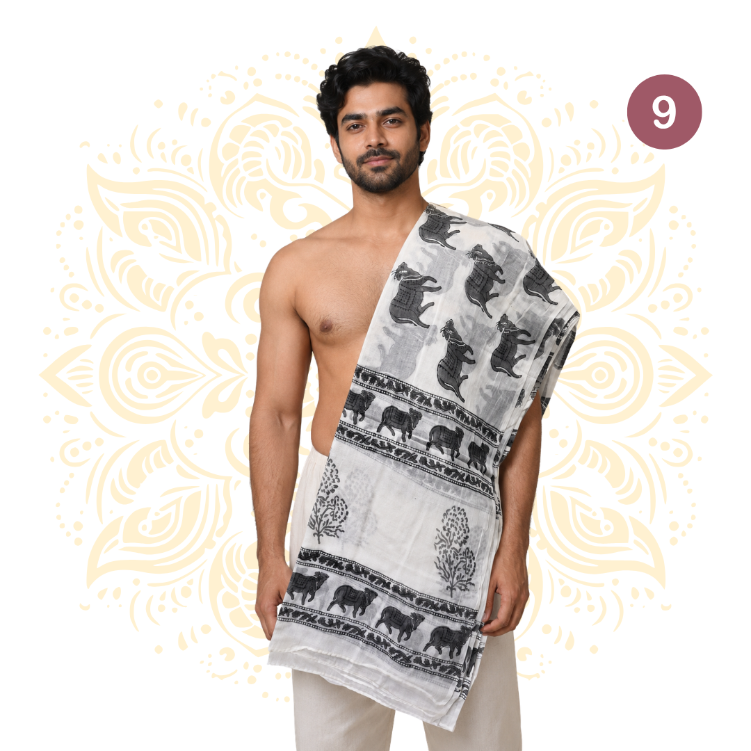Printed Cotton Chadar w/ Devotional Designs