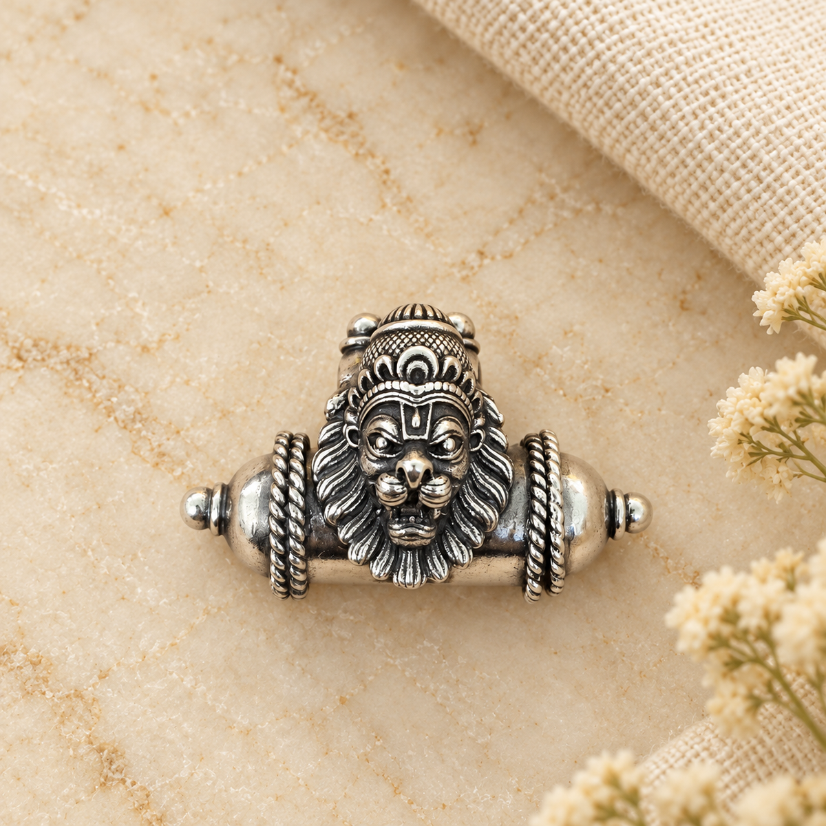 925 Sterling Silver Narasimha Kavach Head – Two Sizes