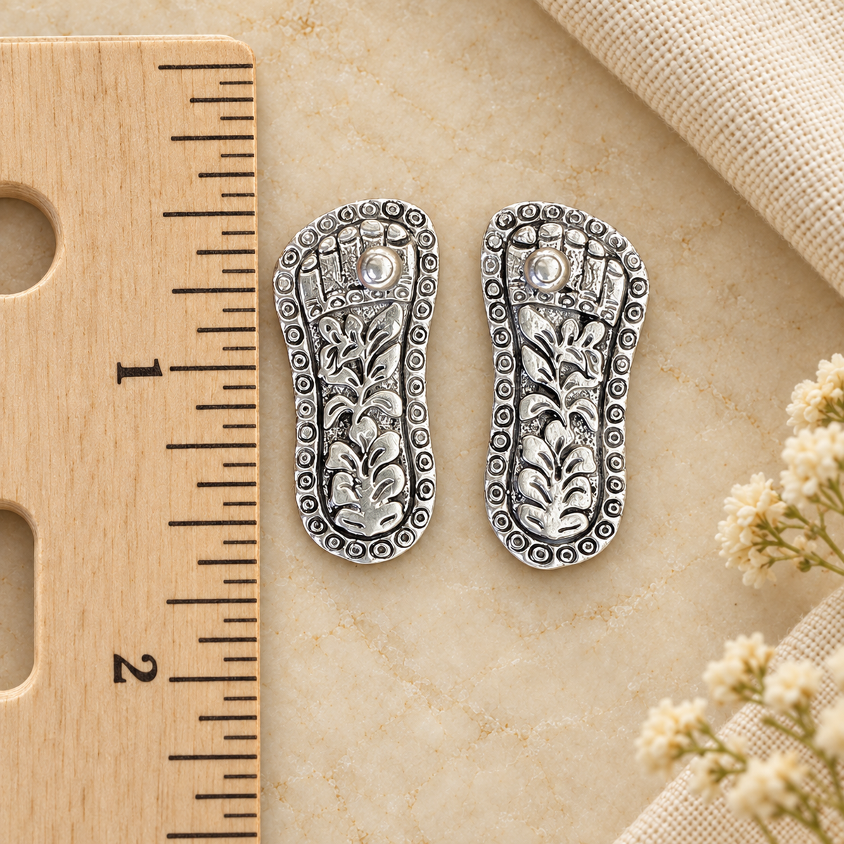 925 Sterling Silver Charan Paduka - 3 Sizes