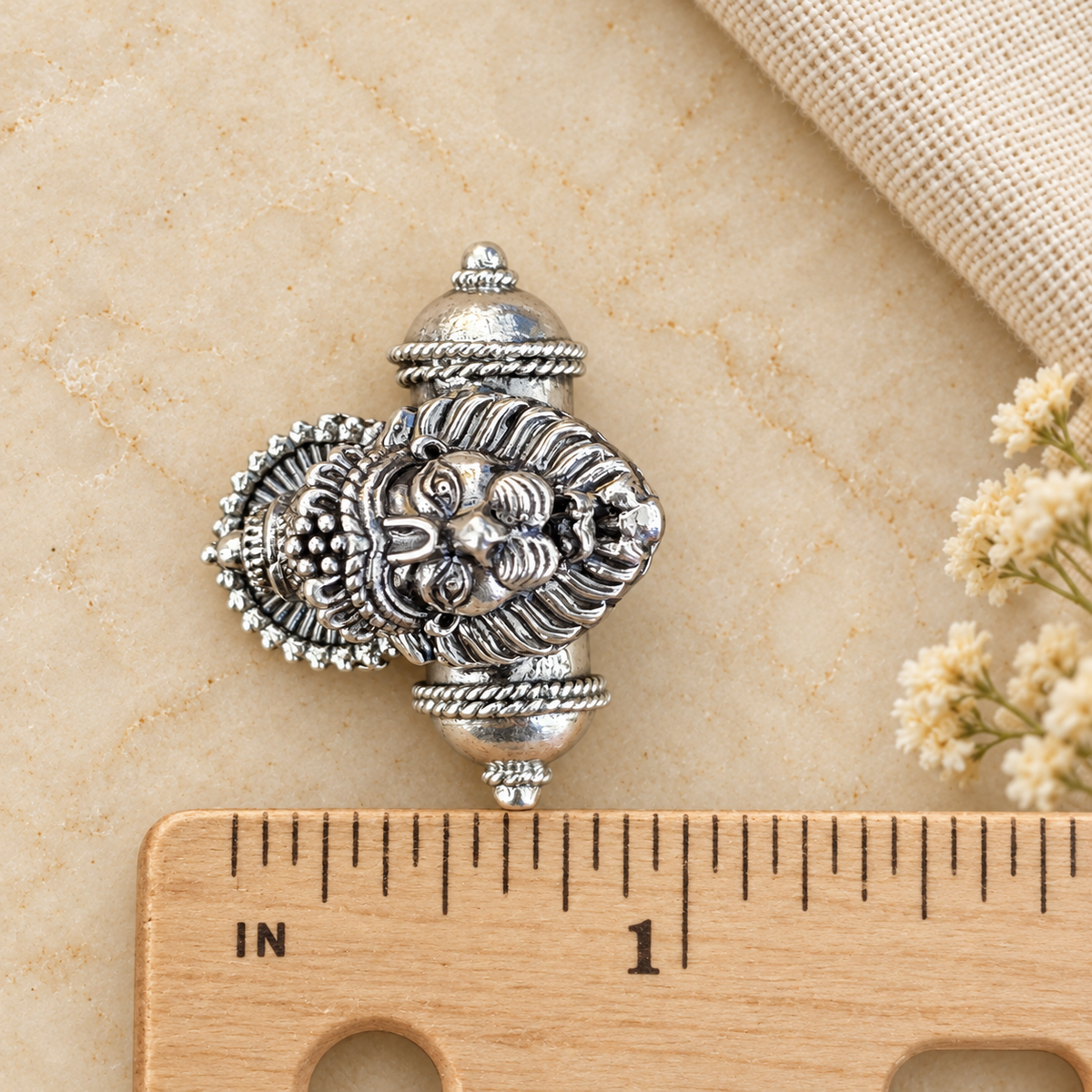 925 Sterling Silver Narasimha Kavach Head – Two Sizes