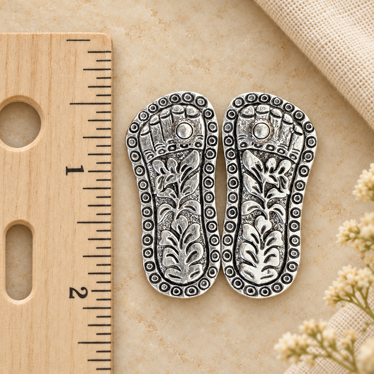 925 Sterling Silver Charan Paduka - 3 Sizes
