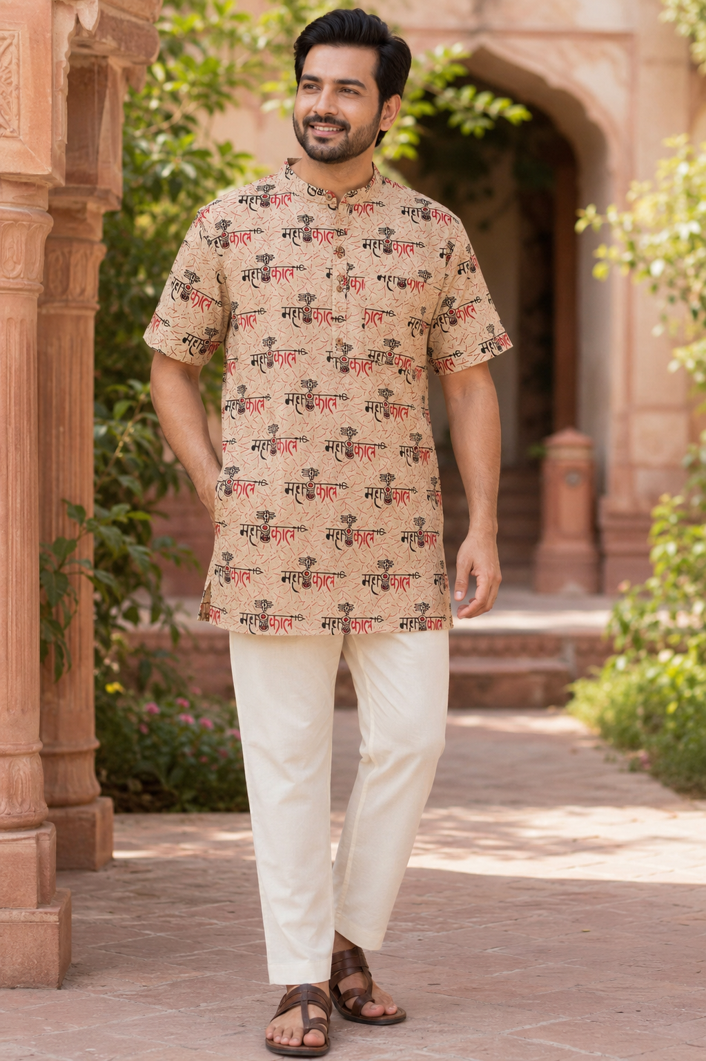 Mahakal w/ Damaru Men’s Cotton Kurta