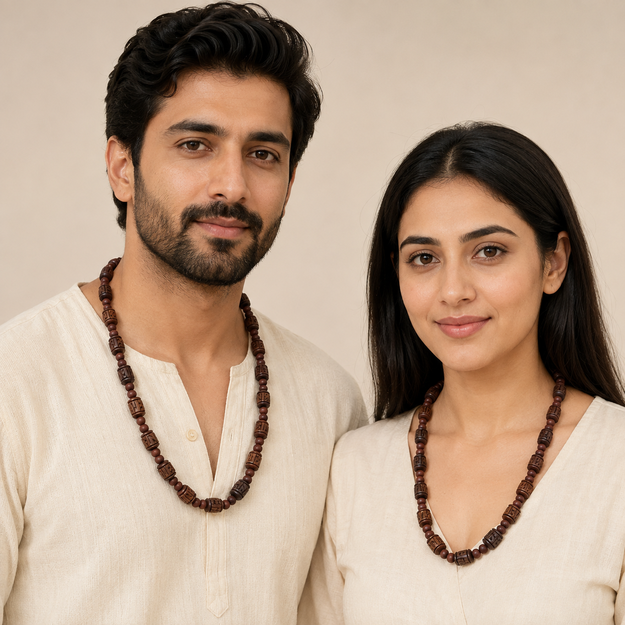 Carved Tulasi Kunti Mala – 21"