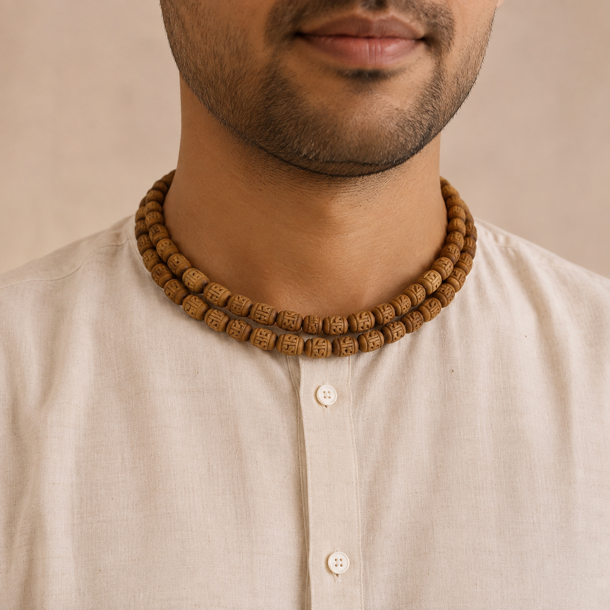 Engraved Tulsi Kanthi Mala – 2 Rounds, 27.5"