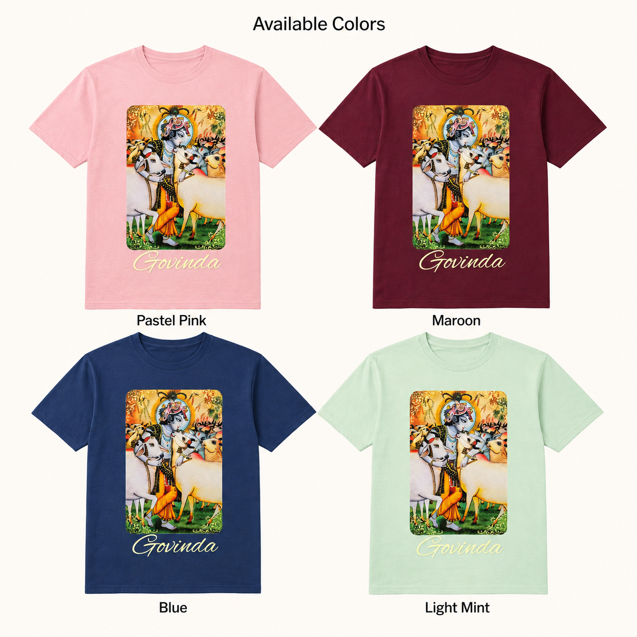 Govinda Krishna & Cows Cotton T-Shirt
