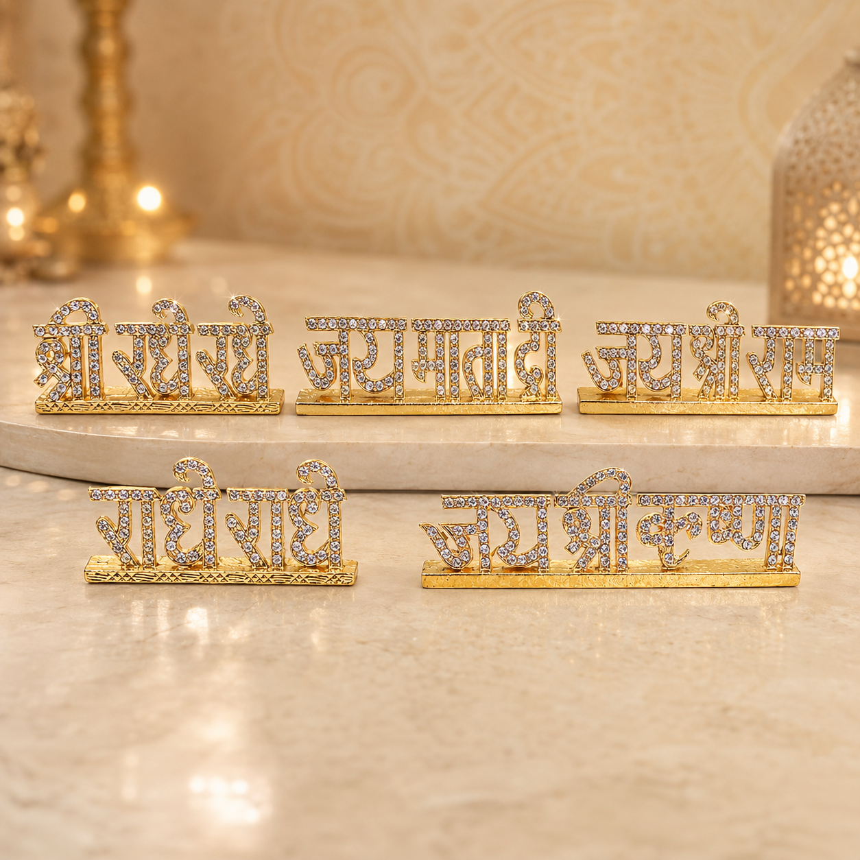 Gold-Tone Metal Devotional Car Dashboard Stand