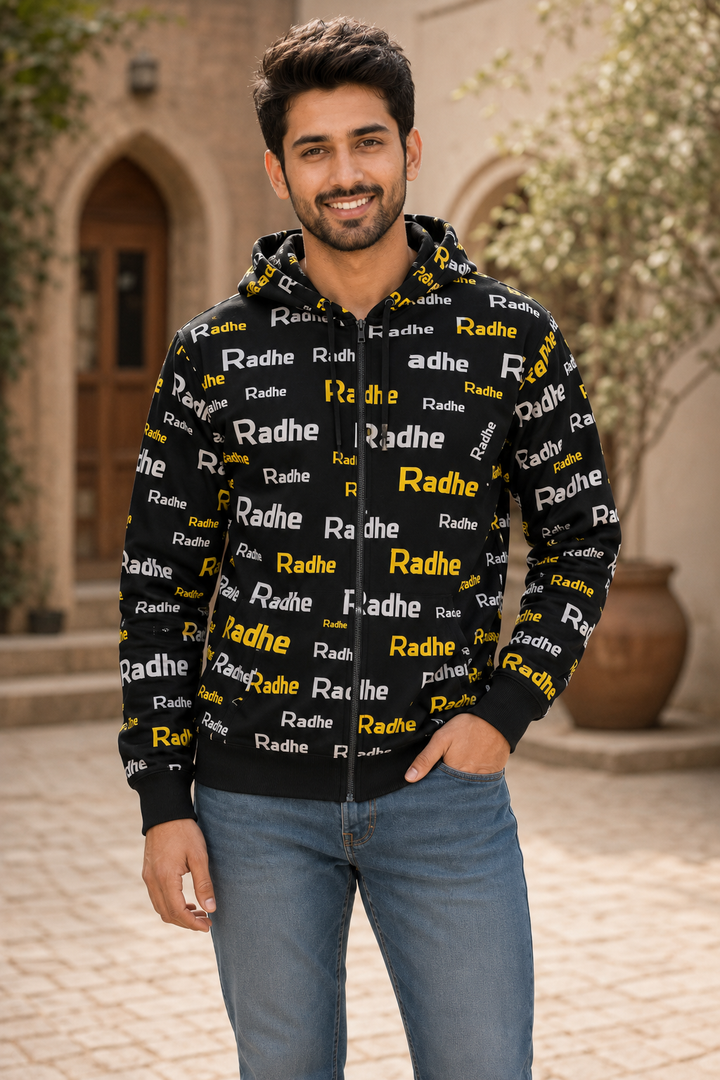 Unisex Mantra Print Full-Zip Hoodie
