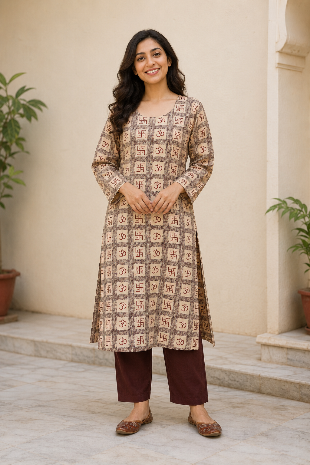 Women’s Long Cotton Om Kurti | 2 Colors