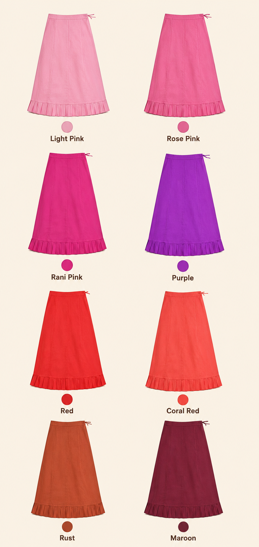 100% Cotton A-Line Saree Petticoat w/ Ruffle