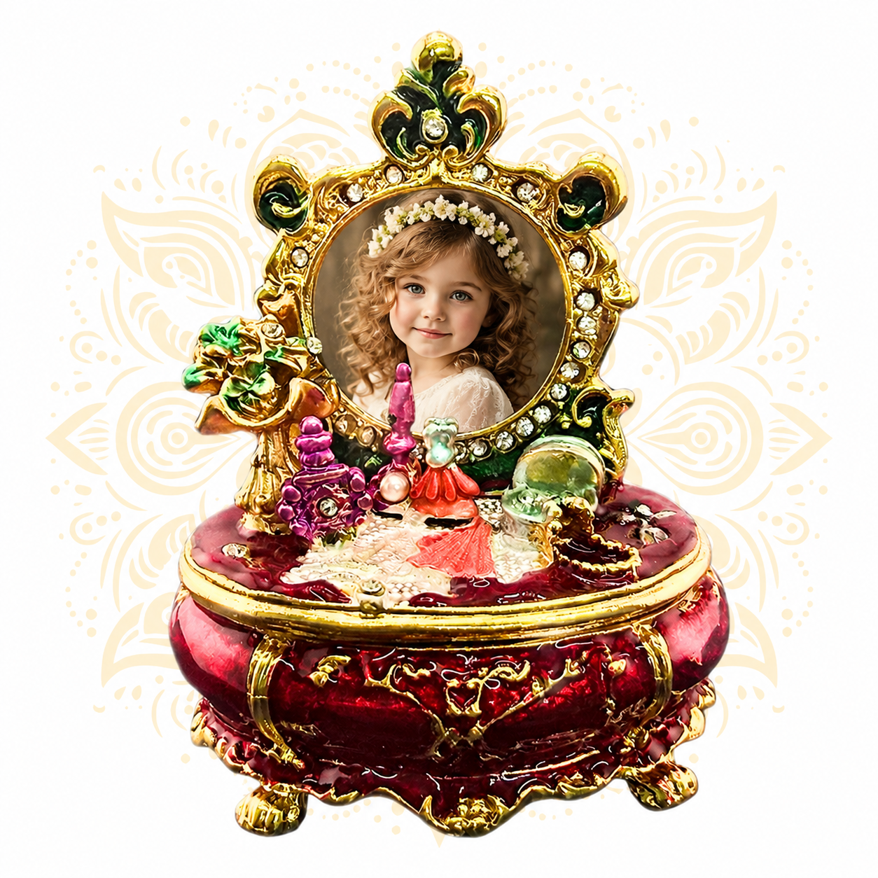 Decorative Metal Trinket Box with Photo Frame - Matchless Gifts