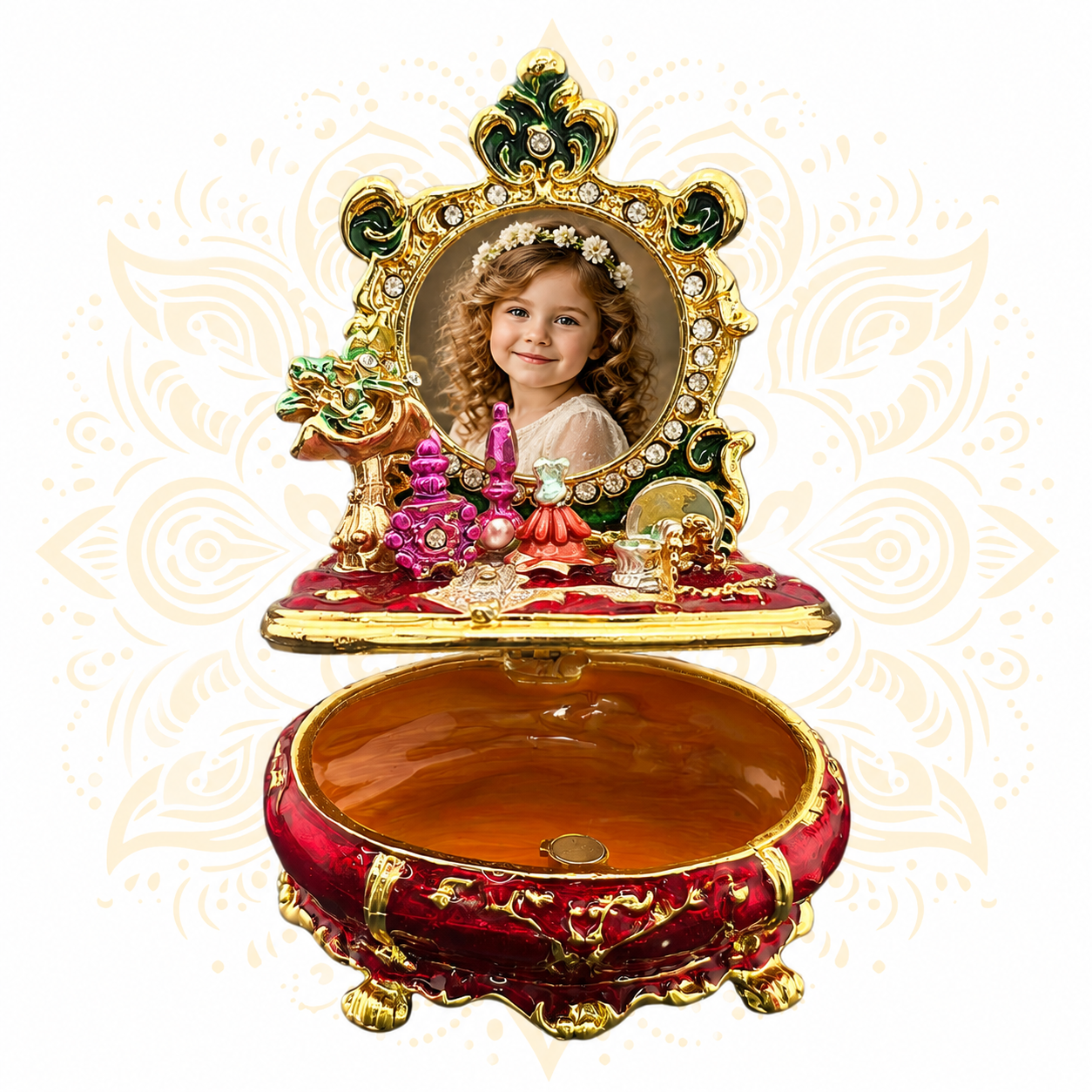 Decorative Metal Trinket Box with Photo Frame - Matchless Gifts