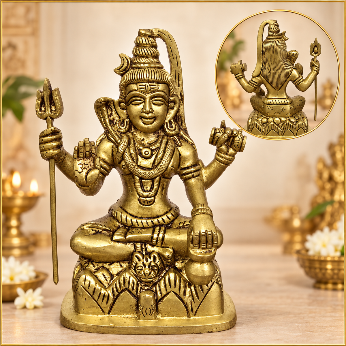 Brass Shiva Lotus  Murti 6"