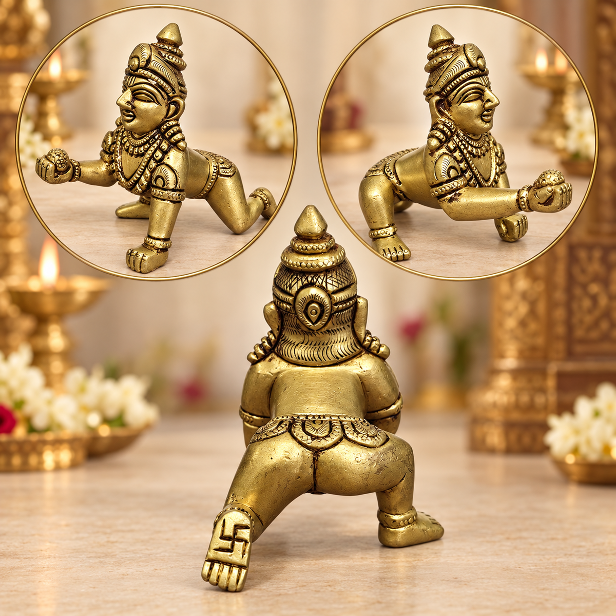Brass Ladu Gopal  Murti 4.5"