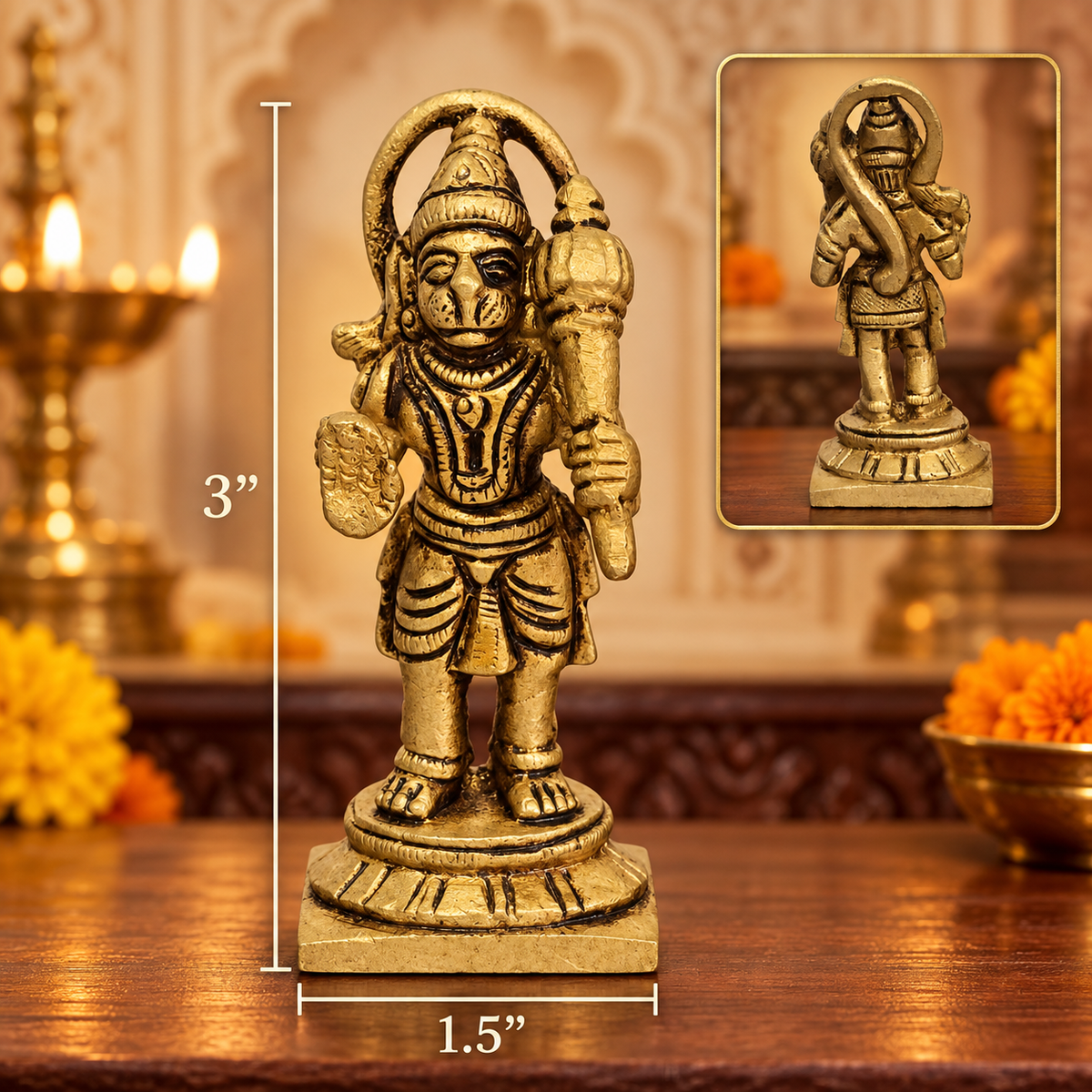 Brass Stand Hanuman Blessing 3"