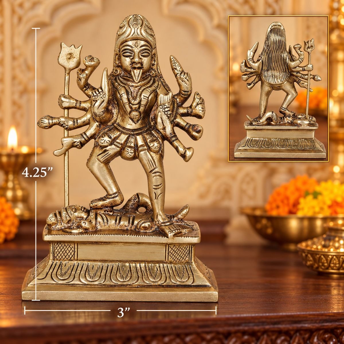 Brass Goddess Kali 4.25"