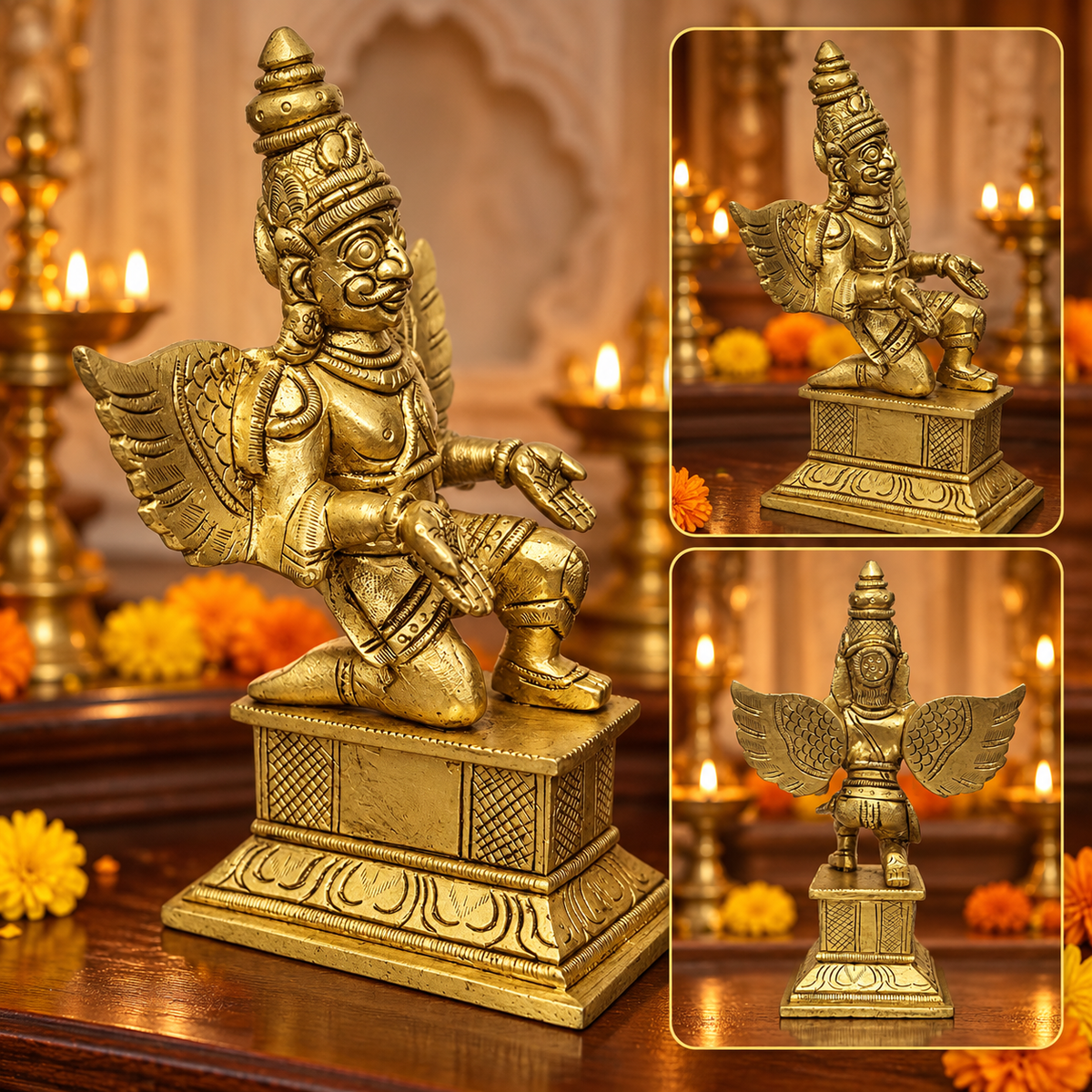 Brass Kneeling Garuda 6"